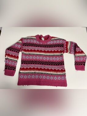 Vintage Cocogio Pink & Red Patterned Knit Sweater